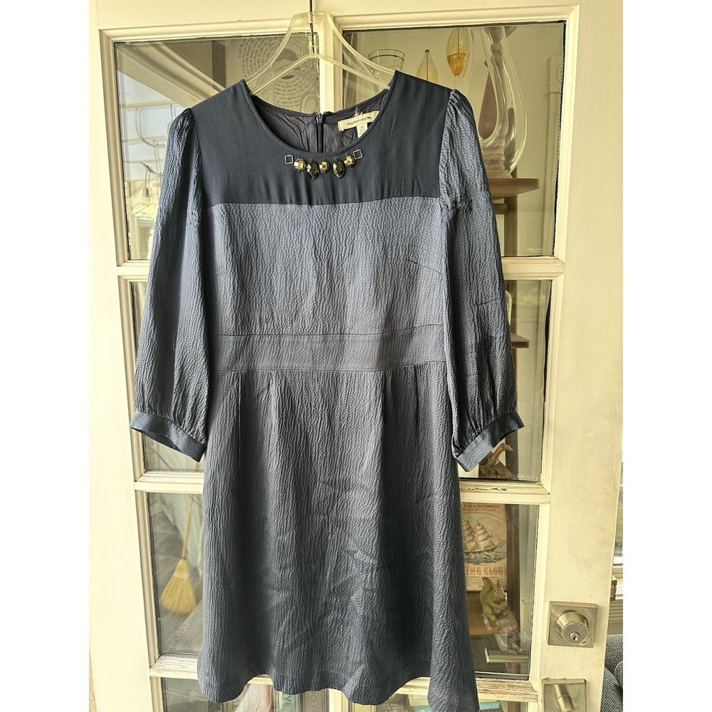 Mademoiselle Navy Silk Knee length  dress size‎ 38 FR US 2 FUC